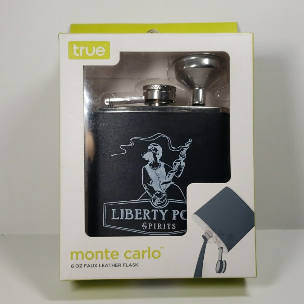 Monte Carlo Liberty Pole Spirits Guitar Flask 6 oz NWT